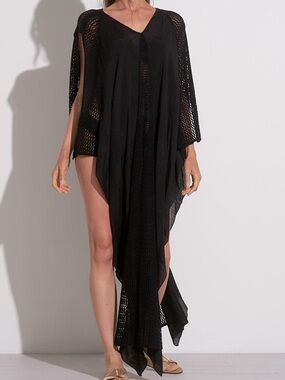 Elan Black Swim Cover-Up Kaftan